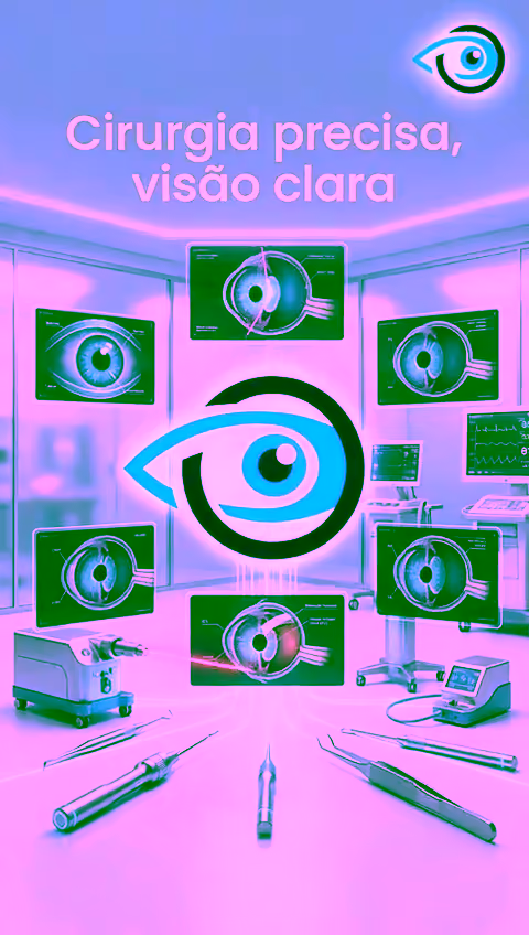 Centro cirúrgico com laser de alta tecnologia e monitores de controle — cirurgia refrativa precisa e visão clara na Ortolan Oftalmologia.