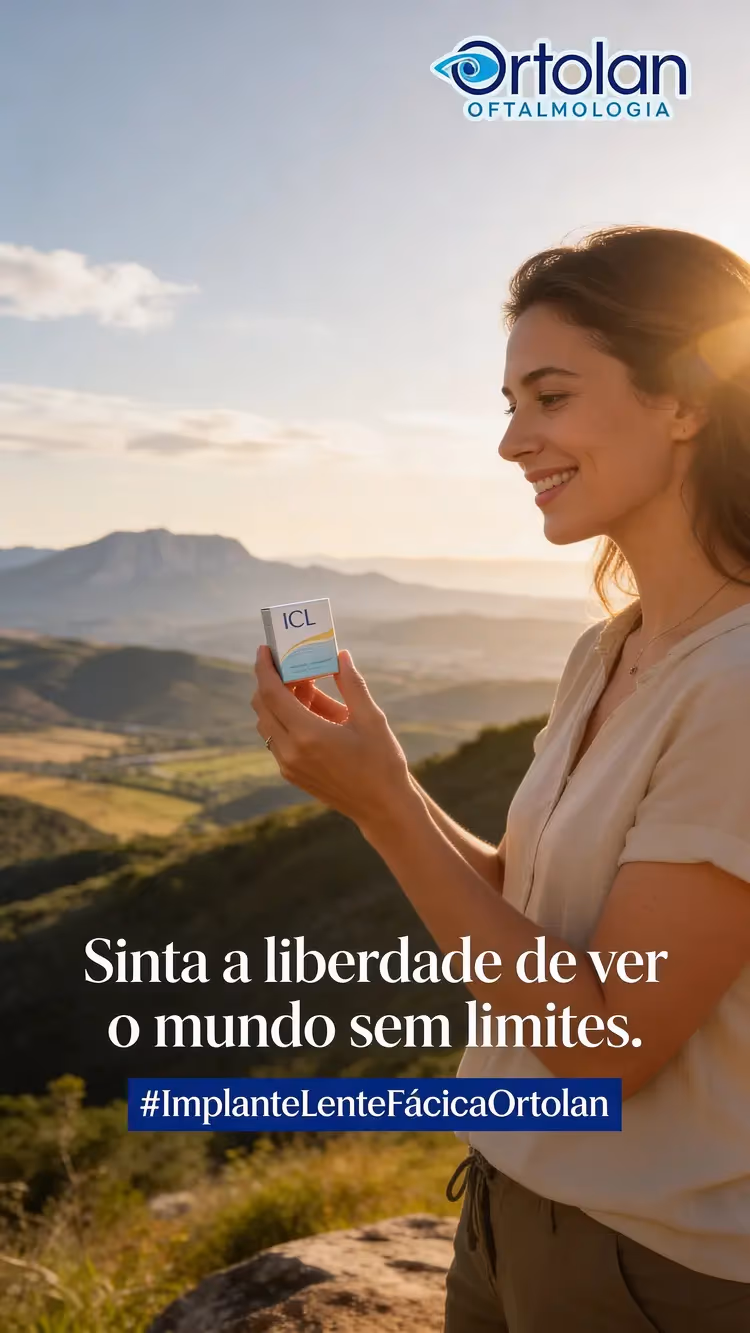 Cirurgia de lente fácica (ICL): recuperação rápida e segura na Ortolan Oftalmologia, com acompanhamento a longo prazo.